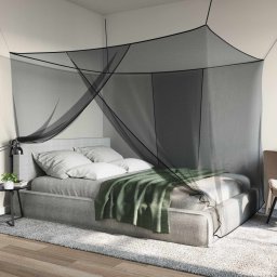 vidaXL Klamboe voor bed 156 mesh Zwart 220 x 200 x 210 cm Polyester