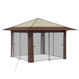 vidaXL Gazebo met 4 Zijwanden Crème en bruin