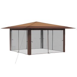vidaXL Paviljoen met 4 Zijwanden 4 x 4 m Beige en Bruin
