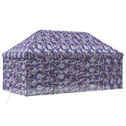 vidaXL Pop-up Gazebo met 4 Zijwanden 3 x 6 m Blauw Camouflage