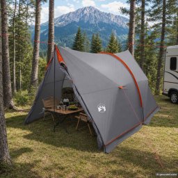vidaXL Waterdichte Tent Grijs en Oranje 185T Polyester met PU Coating
