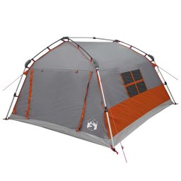 vidaXL Instant Tent Water-resistant 4-persoons Grijs en Oranje