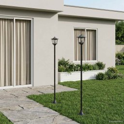 vidaXL Lantaarnpaal Set 2 st Zwart 16 x 16 x 156 cm RVS en ABS