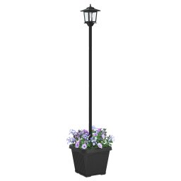 vidaXL Solarlantaarnpaal met plantenbak warm wit 32 x 32 x 158 cm