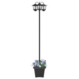 vidaXL 3-Arm Lantaarnpaal Met Plantenbak Zwart 32 x 32 x 188 cm