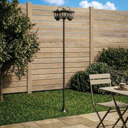 vidaXL 3-Armige Lantaarnpaal Zwart 16 x 16 x 187 cm Aluminium en ABS