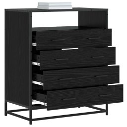 vidaXL Ladenkast 4-Lade Zwart eiken 70 x 41 x 83,5 cm Bewerkt hout