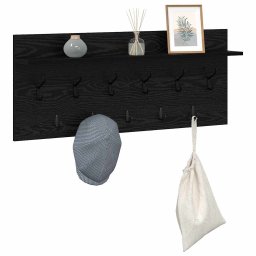 vidaXL Wandgemonteerde kapstok Muurmontage Zwart Eiken Bewerkt hout