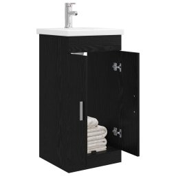 vidaXL Badkamermeubel met Wasbak Zwart eiken 42 x 40 x 84,5 cm