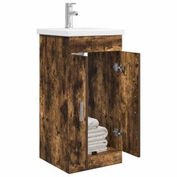 vidaXL Badkamermeubel met Wasbak Gerookt eiken 42 x 40 x 84,5 cm
