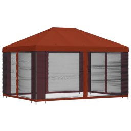 vidaXL Paviljoen met zijwanden 4 × 3 m Terracotta Polyester en staal