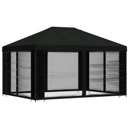 vidaXL Paviljoen met zijwanden 4 × 3 m Zwart Polyester en staal