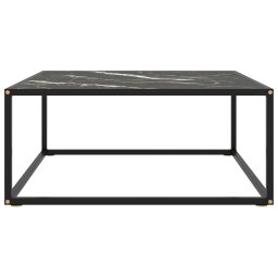 vidaXL Salontafel met zwart marmerglas 80x80x35 cm zwart