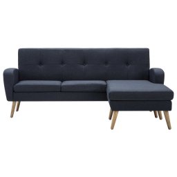 vidaXL Bank L-vormig 186x136x79 cm stoffen bekleding donkergrijs