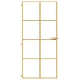 vidaXL Binnendeur smal 93x201,5 cm gehard glas en aluminium goudkleur