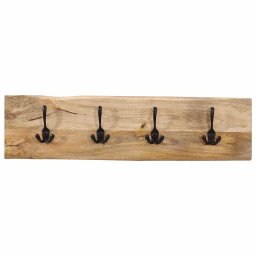 vidaXL Wandkapstok met 4 haken massief mangohout