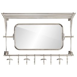 vidaXL Bagagerek met kleerhangers en spiegel wandmontage aluminium