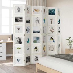vidaXL Kamerscherm met 6 panelen massief paulowniahout wit