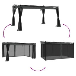 vidaXL Prieel met zijwanden van gaas 4x3 m staal antracietkleurig