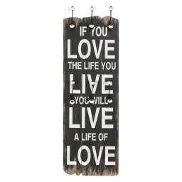 vidaXL Wandkapstok met 6 haken LOVE LIVE 120x40 cm