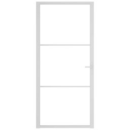 vidaXL Binnendeur 93x201,5 cm ESG-glas en aluminium wit