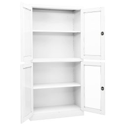 vidaXL Kantoorkast 90x40x180 cm staal en gehard glas wit