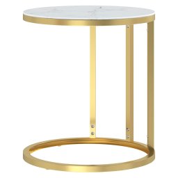 vidaXL Bijzettafel 45 cm gehard glas goudkleurig en witmarmer