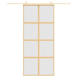 vidaXL Schuifdeur 90x205 cm mat ESG-glas en aluminium goudkleurig