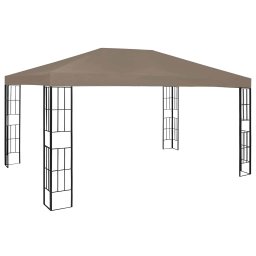 vidaXL Prieel met LED-lichtslinger 4x3 m taupe