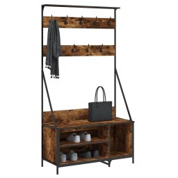 vidaXL Kledingrek met schoenenrek 100x41x184 cm gerookt eikenkleurig