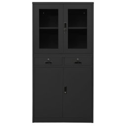 vidaXL Kantoorkast 90x40x180 cm staal en gehard glas antracietkleurig
