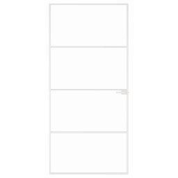vidaXL Binnendeur 93x201,5 cm gehard glas en aluminium smal wit