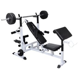 vidaXL Gewichtenbank met gewichtenrek en halterset 90 kg