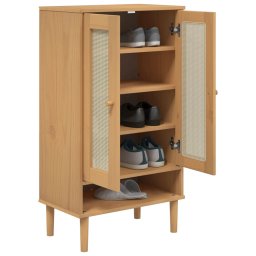 vidaXL Schoenenkast SENJA 59,5x35x107 cm rattan look grenenhout bruin