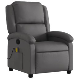 vidaXL Massagestoel van echt leer, grijs