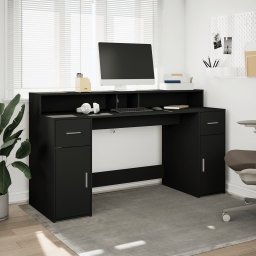 vidaXL Bureau met LED-verlichting 160x55x91 cm bewerkt hout zwart