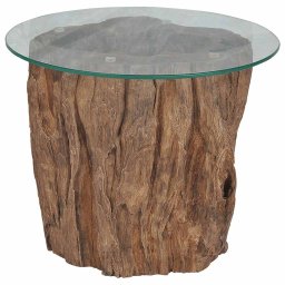 vidaXL Salontafel 50x40 cm teakhout en glas