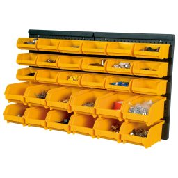 vidaXL 32-delige Opslagbakkenset met wandpanelen geel en zwart
