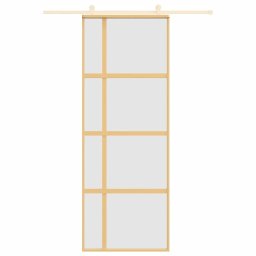 vidaXL Schuifdeur 76x205 cm mat ESG-glas en aluminium goudkleurig