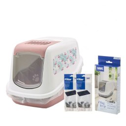 Savic Kattenbak Nestor Impression "Flamingo" Startersset: Kattenbak Roze / Wit