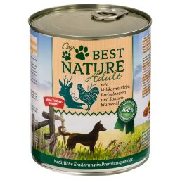 12x 800g Best Nature Dog Adult Wild, kip & noedels Hondenvoer nat
