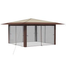 vidaXL Paviljoen met 4 Zijwanden 4 x 4 m Crème en bruin