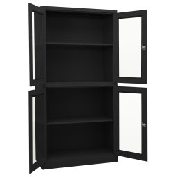 vidaXL Kantoorkast 90x40x180 cm staal en gehard glas antracietkleurig