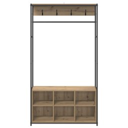 vidaXL Kapstok met schoenenbank Artisanaal eiken 100 x 32 x 180,5 cm