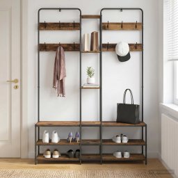 vidaXL Kapstok met schoenenbank Oud hout 143 x 30 x 199,5 cm