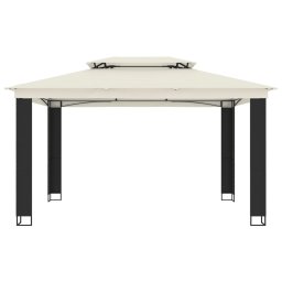 vidaXL Prieel met dubbel dak 3,94x2,96 m staal crèmekleurig