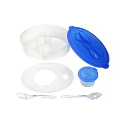 Lunchbox Salade Container met vork en lepel kunststof 7-delig inhoud 1,6 ltr