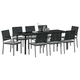 vidaXL Tuin eettafelset 9 st Zwart en Licht Grijs PE Rattan