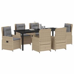 vidaXL Tuin eettafelset 7 st Beige en Licht Grijs poly rattan