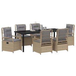 vidaXL Tuin eettafelset 7 st Beige en Licht Grijs poly rattan